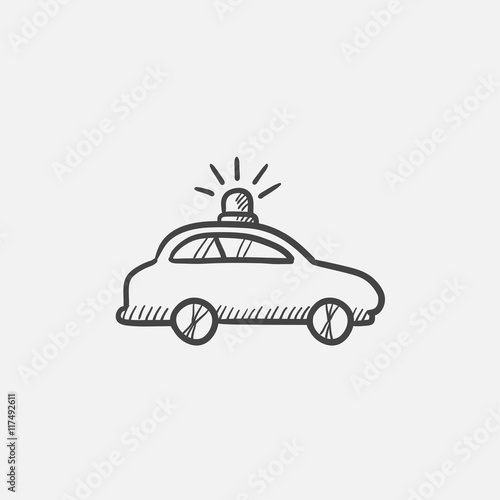 Police car sketch icon.
