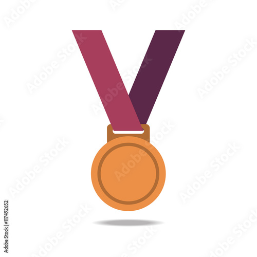 Bronze blank award medals with ribbons. Medal vector. Bronze medal icon.