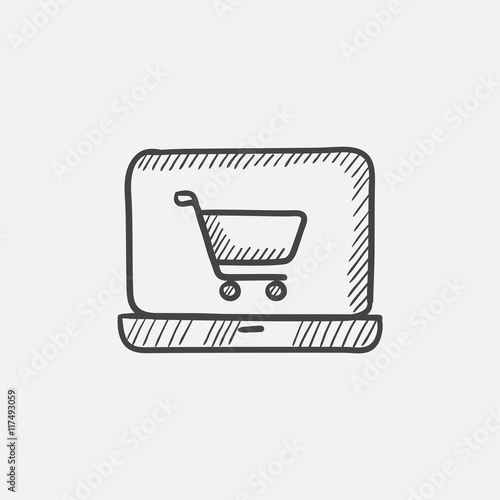 Online shopping sketch icon. 