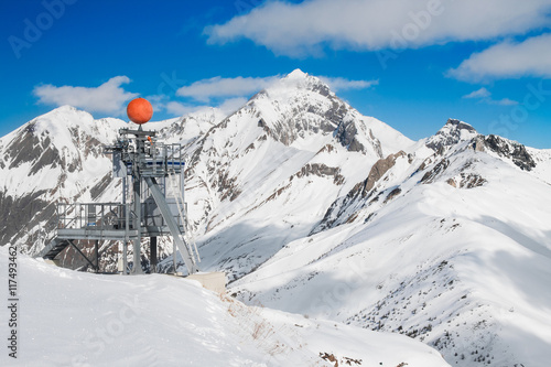 View at Grossglockner peak from ski resort Kals-Matrei - beautiful nature and winter sports inAustria. Grossglockner is the highest peak in Austria.