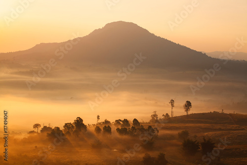 Misty morning sunrise in Khao Takhian Ngo View Point at Khao-kho © sripfoto