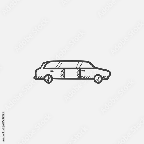 Wedding limousine sketch icon.