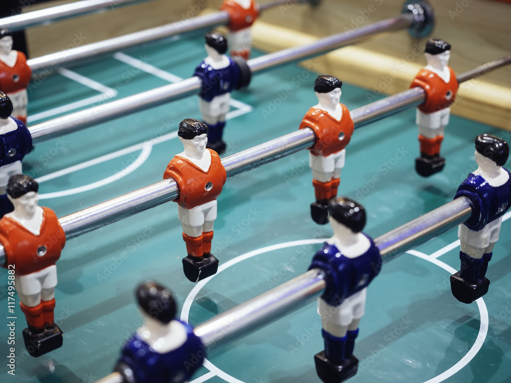Table football Soccer game with Red and Blue players Team