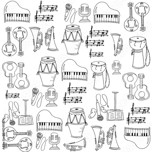 Doodle of music object vector art