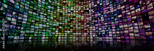 Colorful giant multimedia video and image wall photo