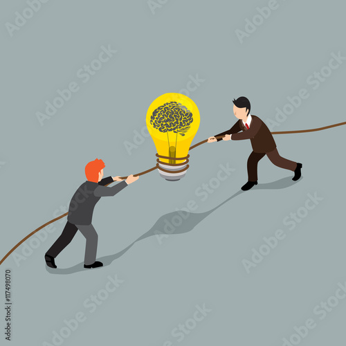 business man conquest about idea creative isometric concept