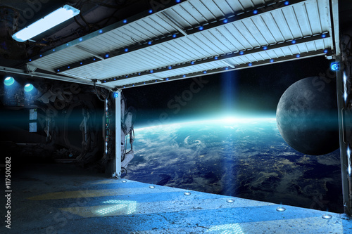 Fototapeta Naklejka Na Ścianę i Meble -  View of planet Earth from a shuttle runway