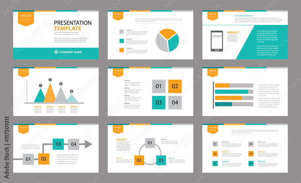 Set of presentation template.Use in annual report, corporate