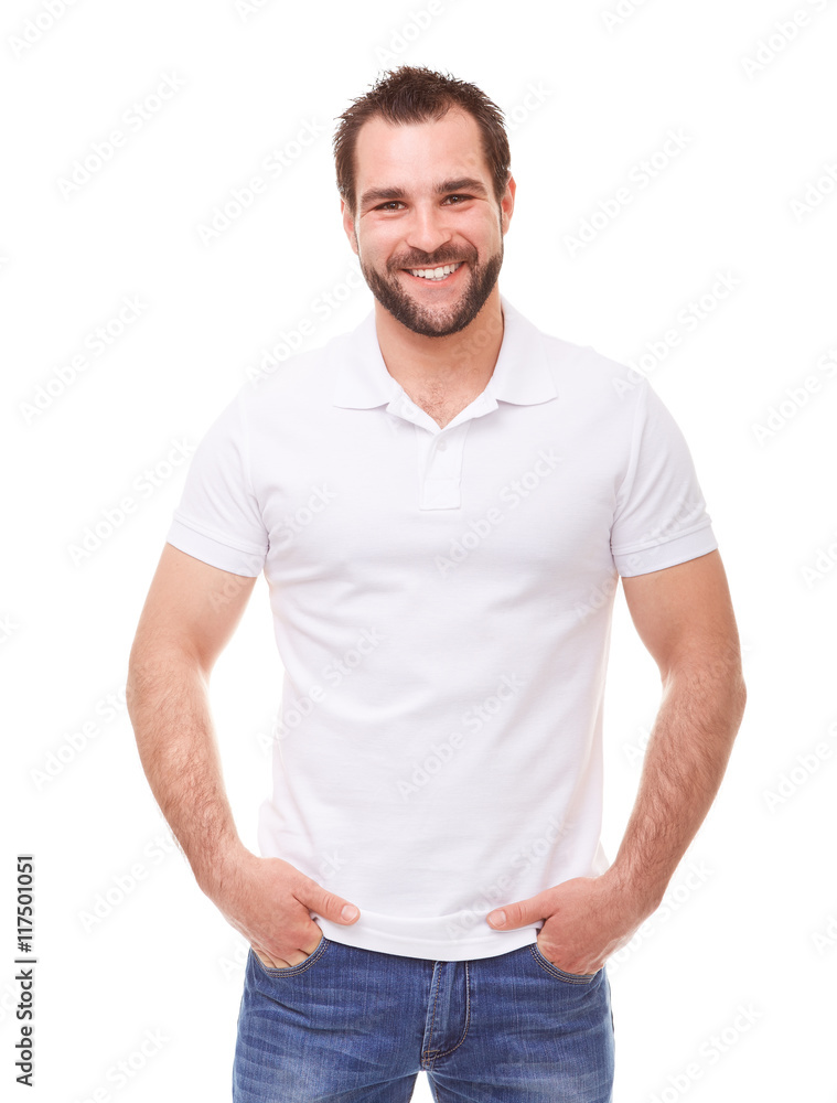 Man in a white polo shirt Man in a white polo shirt