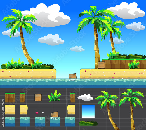 Sea game stage. Seamless vector pattern.