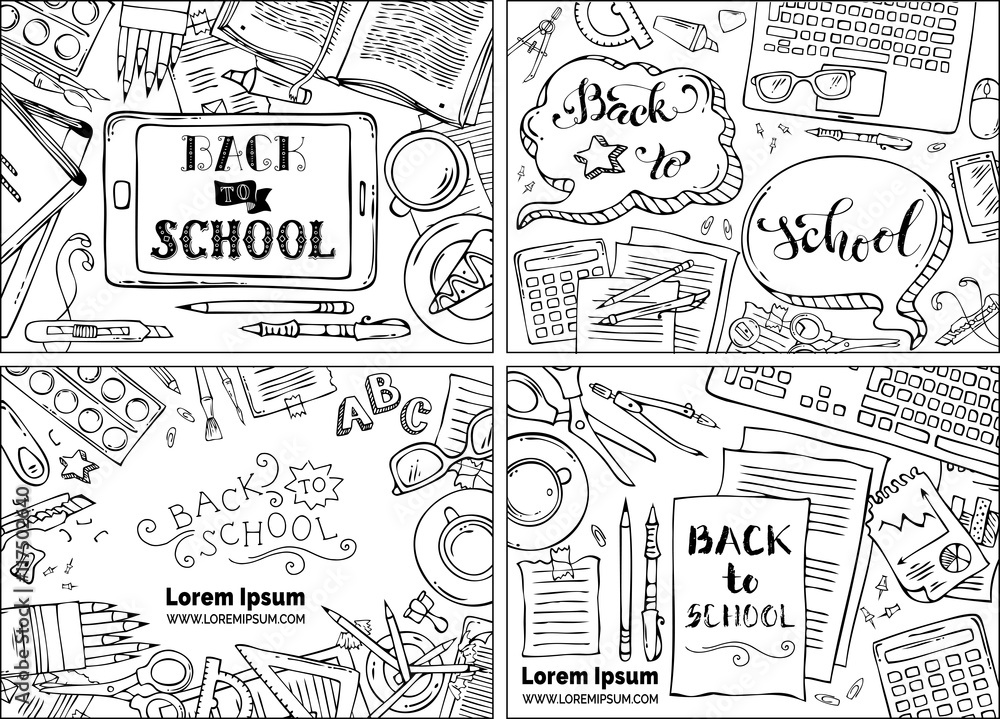 Vector set of Back to School backgrounds.