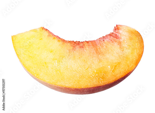 sliced peach isolated on white background