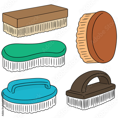 vector set of cleaning brush