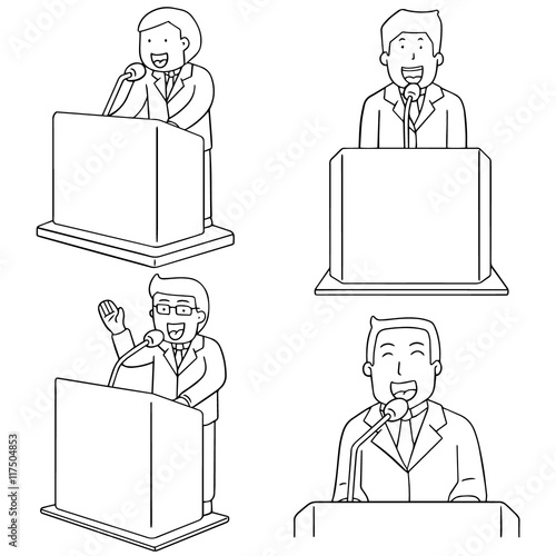 vector set of politician talk at podium