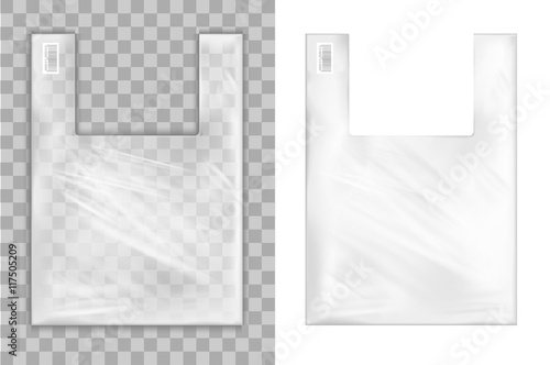 Transparent plastic shopping bag with with handle