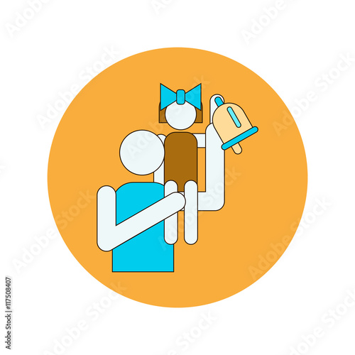 Back to School and Education Vector Flat Design pupils and bell
