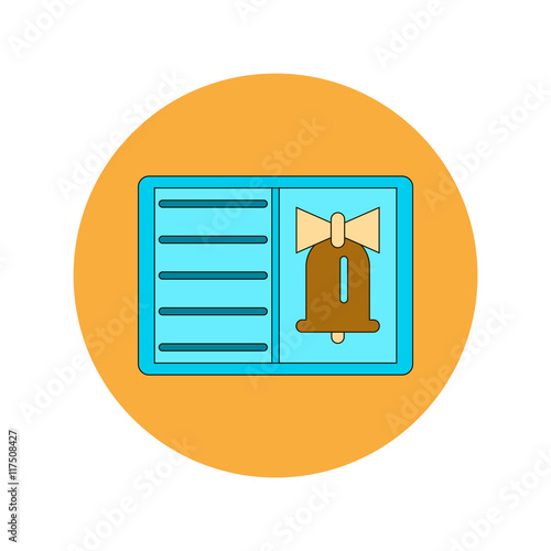 Back to School and Education Vector Flat Design bell and book