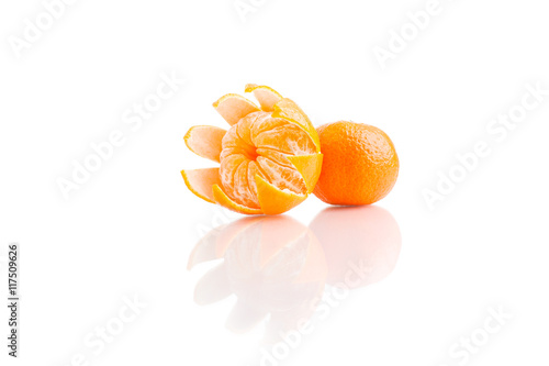 Tangerines on white background