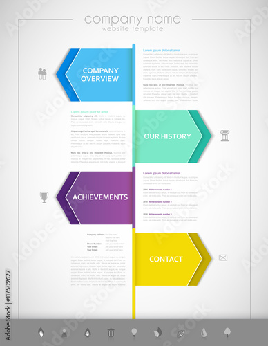 Company infographic overview design template with colorful label