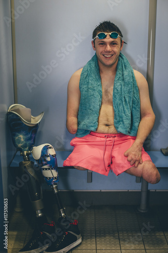 Amputee Swimmer about to train