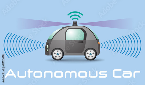 autonomous concept car side view, vector illustration