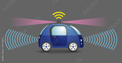 autonomous concept car side view, vector illustration