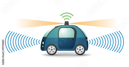 autonomous concept car side view, vector illustration