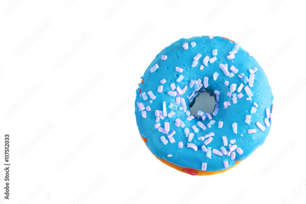 Donut on a white background. View from above.