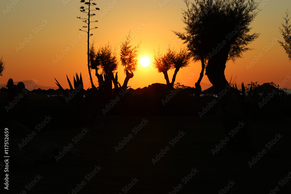 Sunset view on beach, Greece