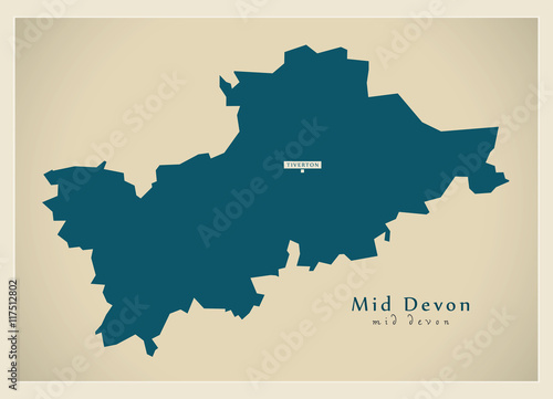 Modern Map - Mid Devon district UK