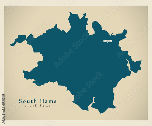 Modern Map - South Hams district UK