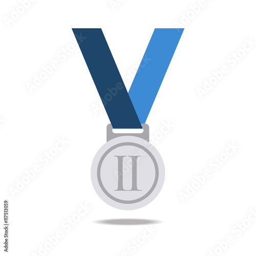 The silver medal with blue ribbon.