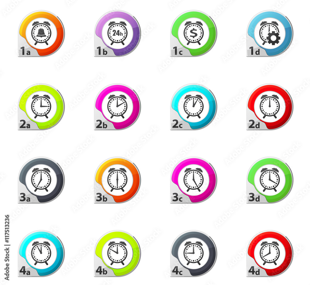 Alarm clock icons set Alarm clock icons set