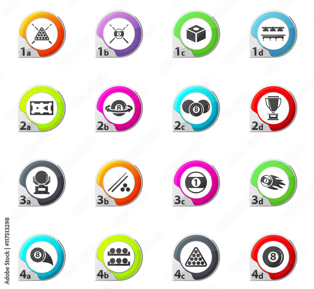 Billiard icons set Billiard icons set