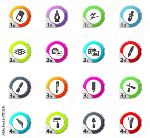 Art tools icons set