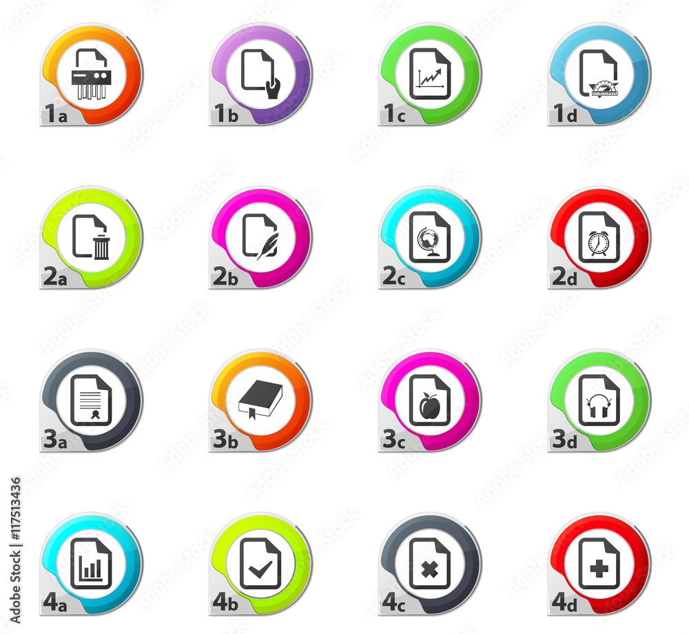Documents icons set Documents icons set