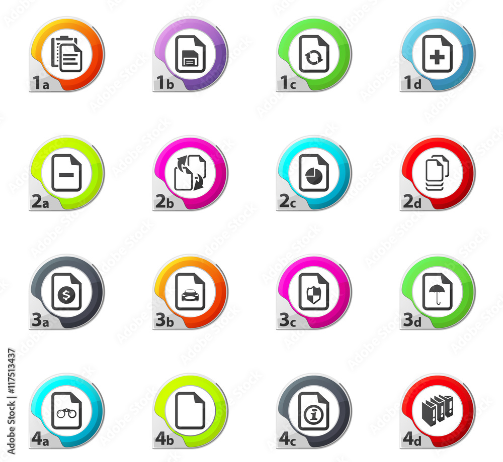 Documents icons set Documents icons set