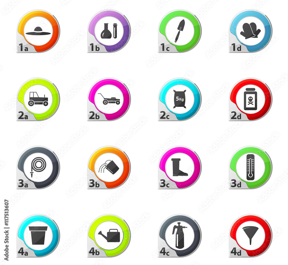 Gardening tools collection icons set Gardening tools collection icons set