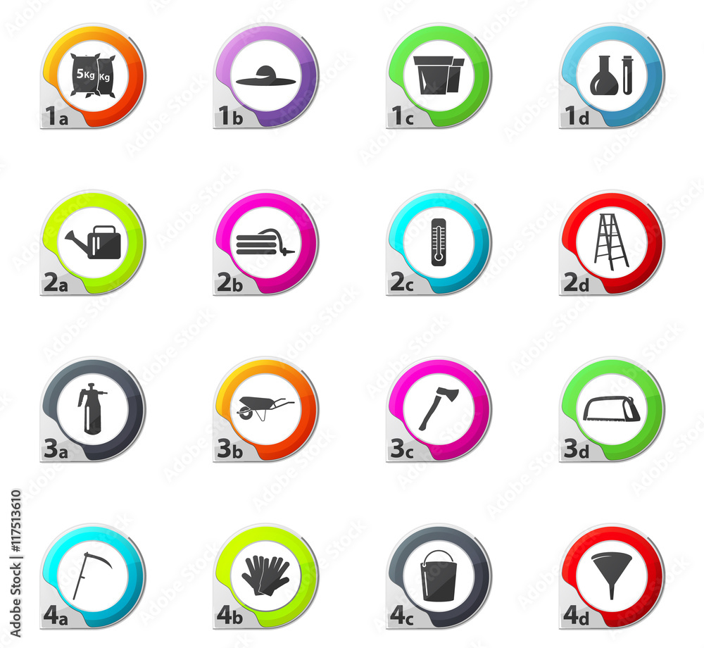 Gardening tools collection icons set Gardening tools collection icons set