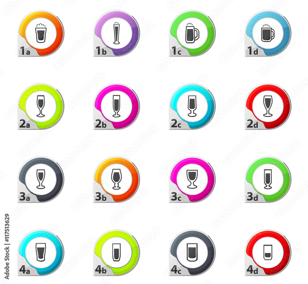 Glasses and cups icons set Glasses and cups icons set