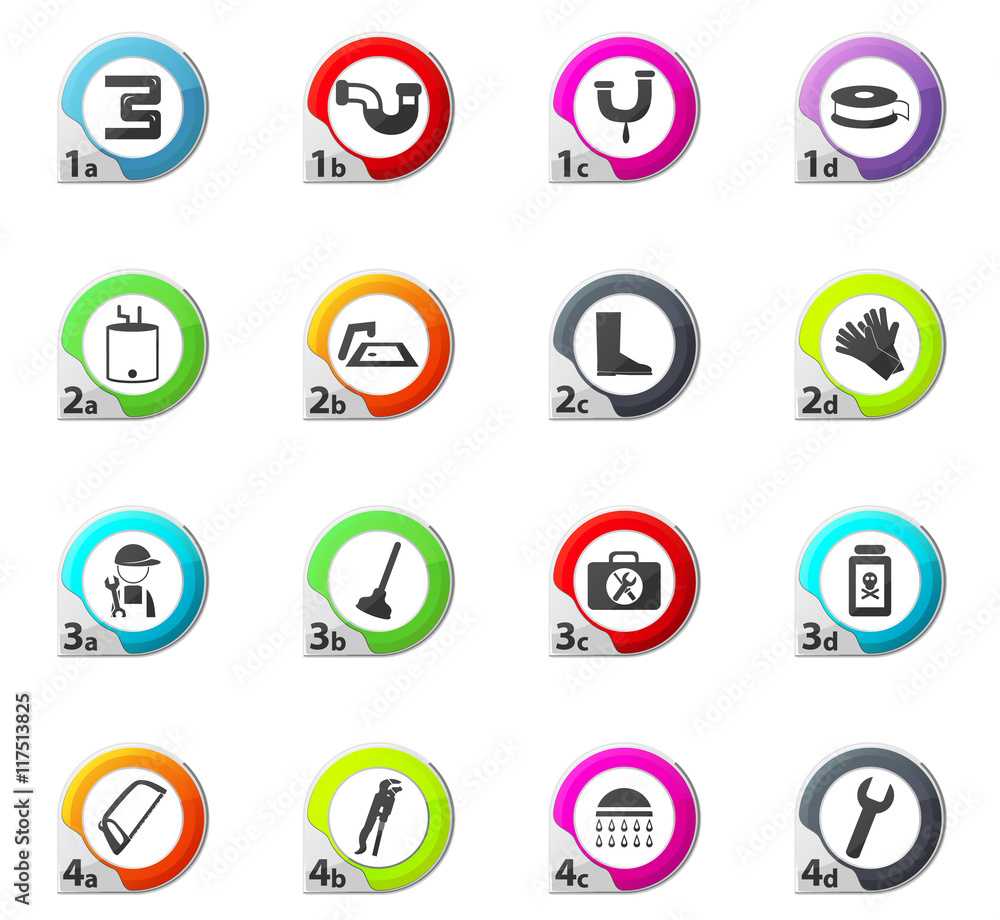 Plumbing related icons set Plumbing related icons set
