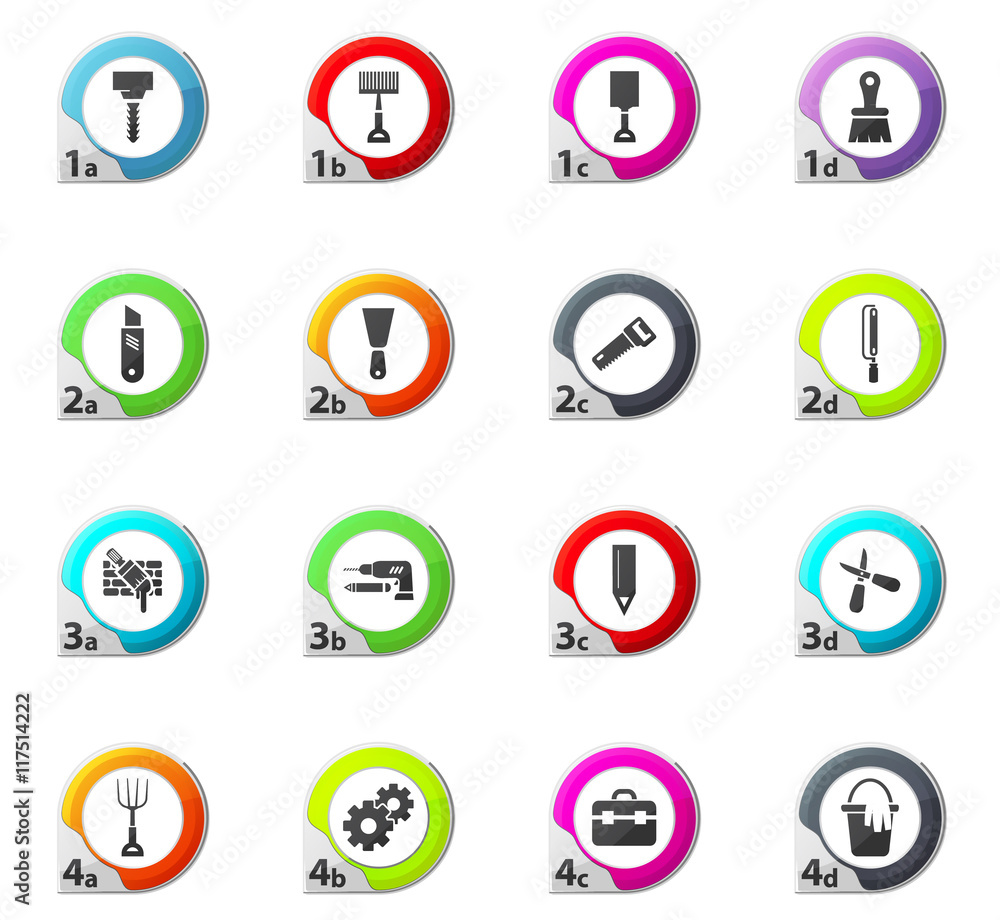 Work tools icons set Work tools icons set