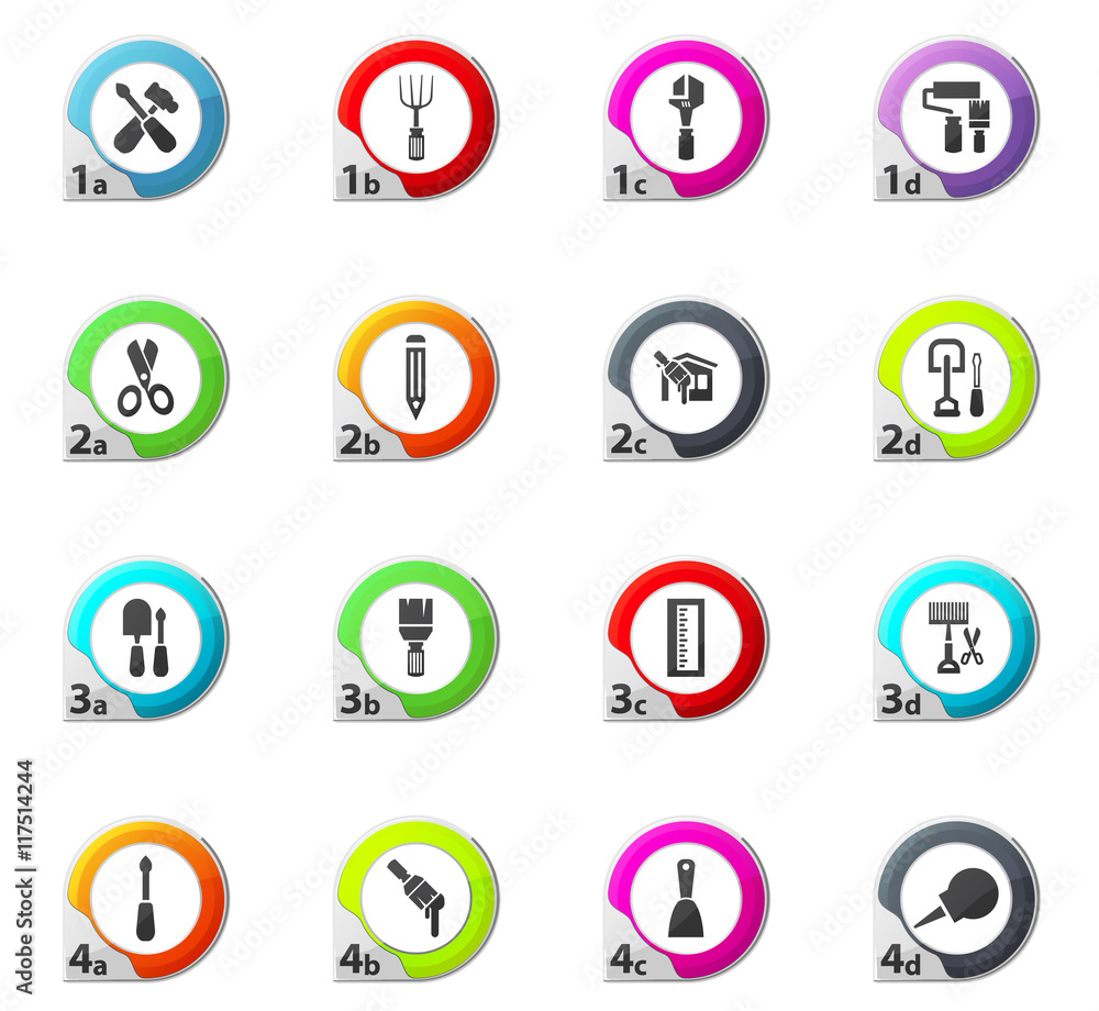 Work tools icons set Work tools icons set