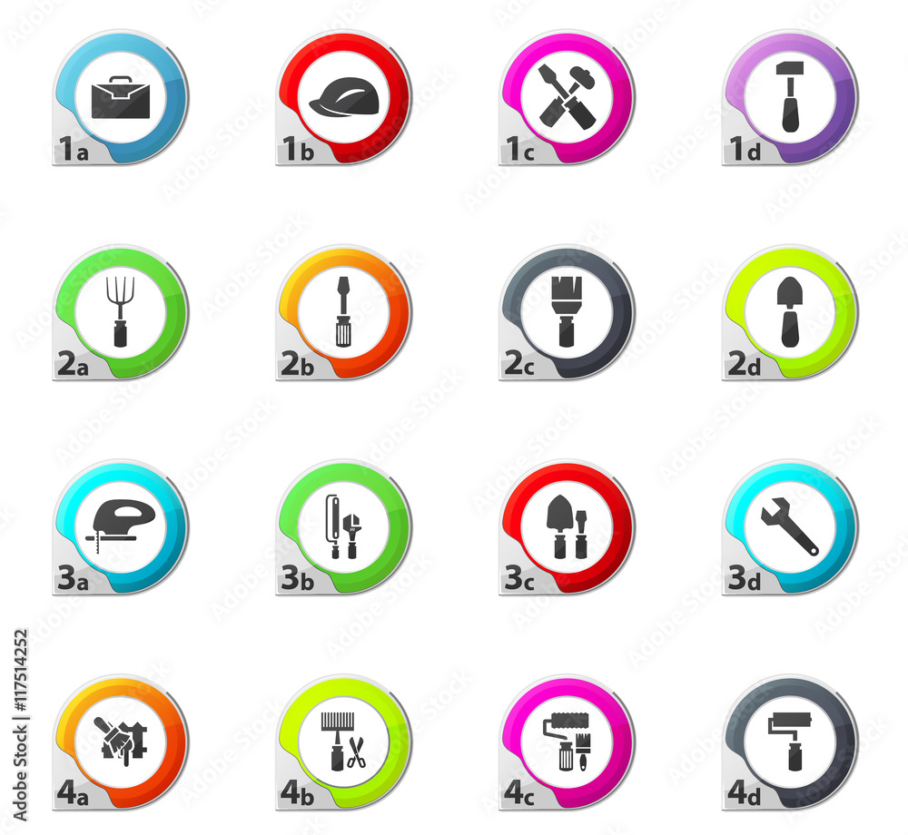Work tools icons set Work tools icons set