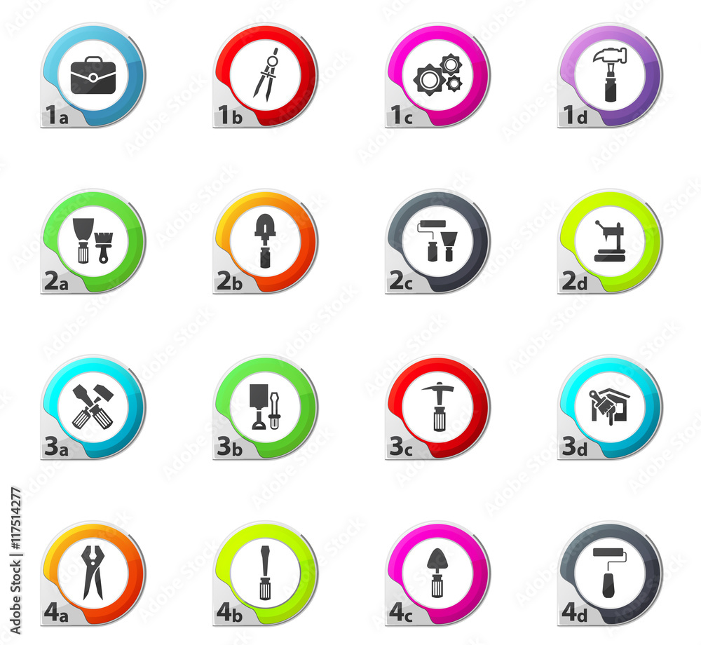 Work tools icons set Work tools icons set