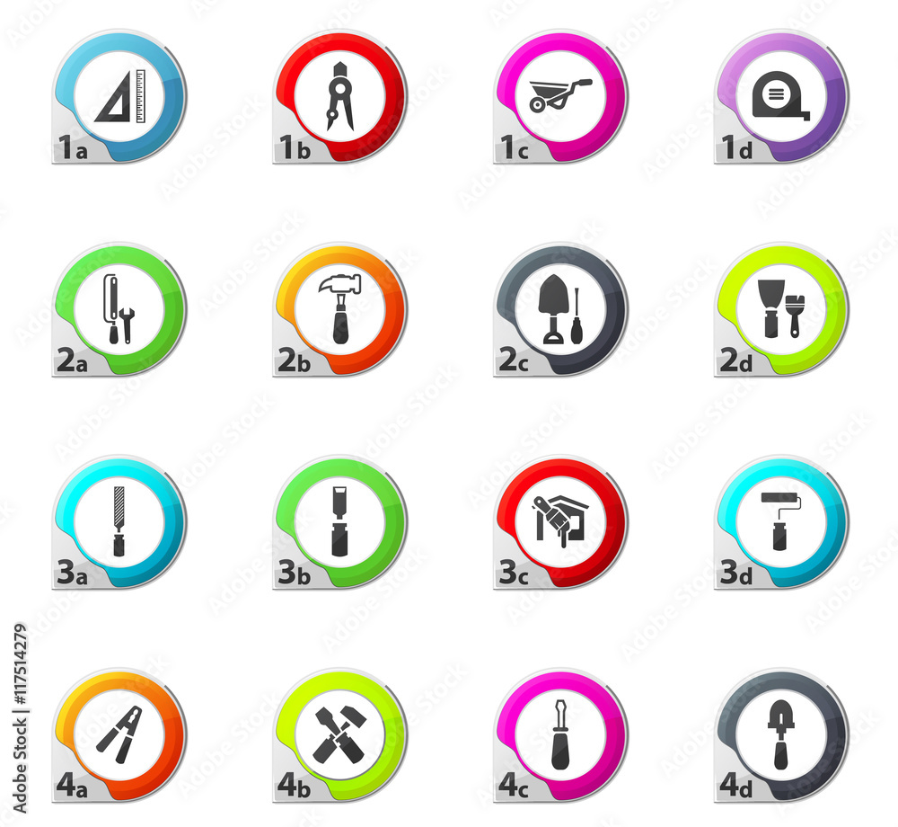 Work tools icons set Work tools icons set