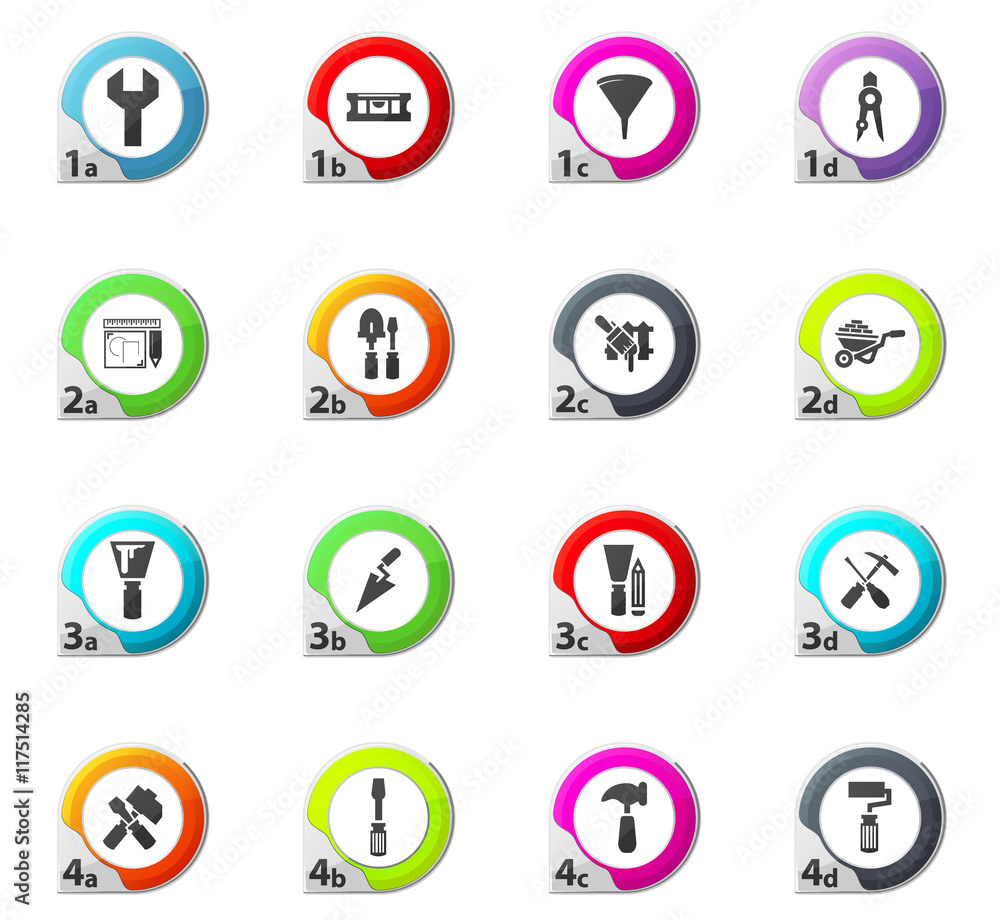 Work tools icons set Work tools icons set
