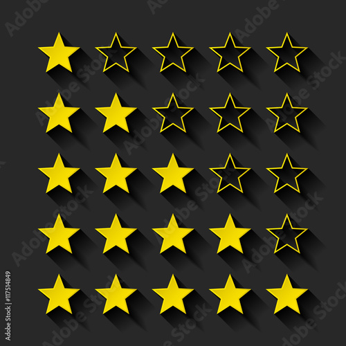 set of golden stars rating