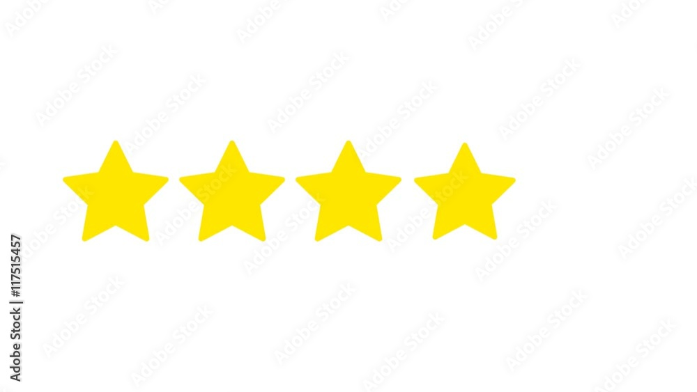 5 stars animation. Yellow stars appear on white background. 4K video clip with alpha matte. 5 stars animation. Yellow stars appear on white background. 4K video clip with alpha matte.