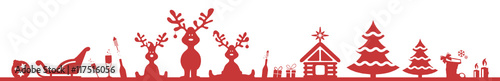 Weihnachtslandschaft mit Elchen, Bäumen und Schnee